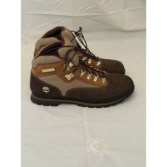 Very Rare Timberland Euro Hiker Mens 11.5M Dark Brown, Gold & Tan Hiking Boots - Picture 1 of 9